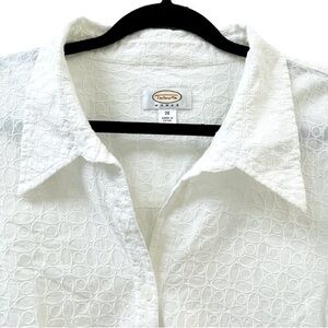 Talbots 100% cotton jacquard pattern side zip collared button placa…